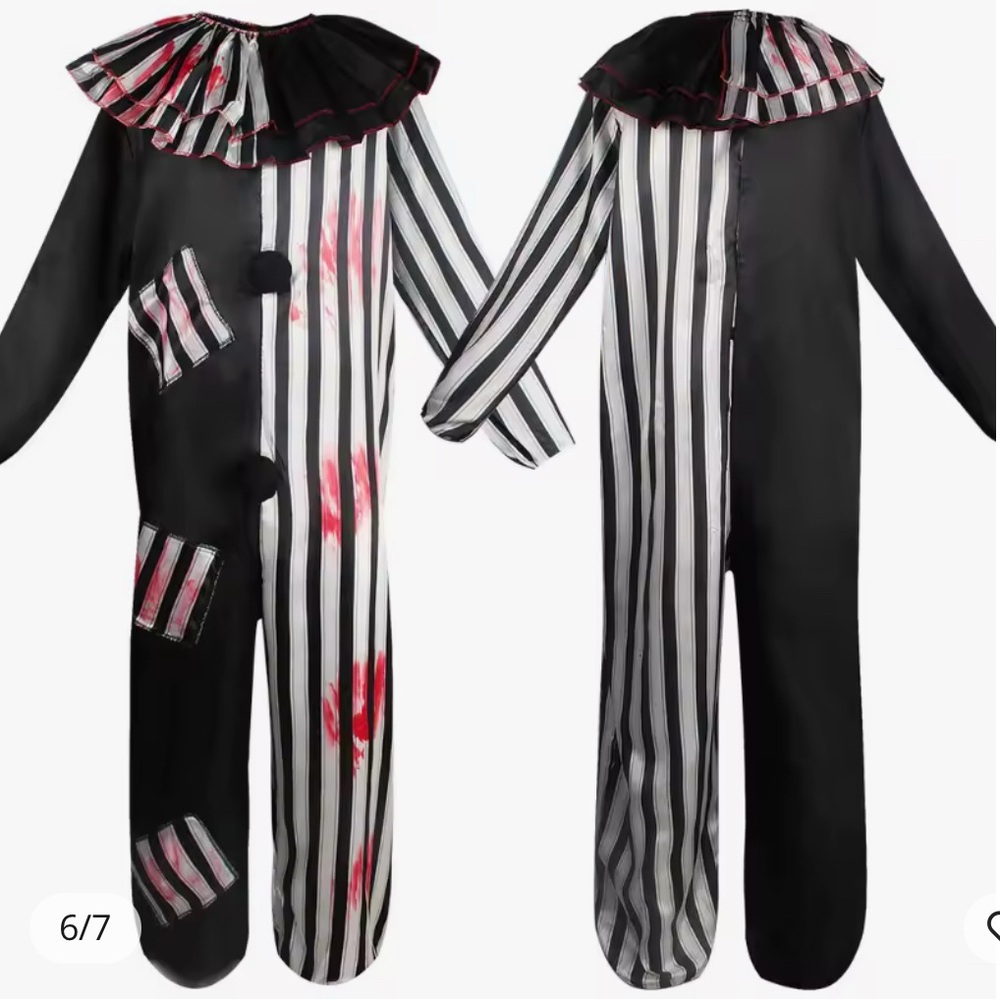Adult Evil Clown circus Cosplay Halloween Costume Men's Bloody Killer Carnival